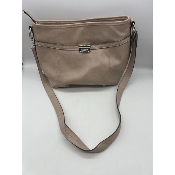Rosetti Beige Neutral Faux Leather Minimalist Shoulder Purse Preppy Career - Picture 1 of 7